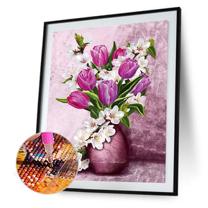 Tulip Vase Bouquet 30x40cm(canvas) full round drill diamond painting