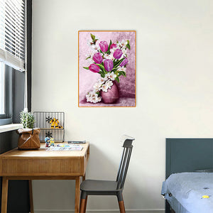 Tulip Vase Bouquet 30x40cm(canvas) full round drill diamond painting