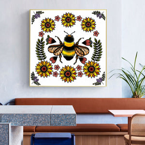 Bees & Flowers 30x30cm(canvas) full square drill diamond painting