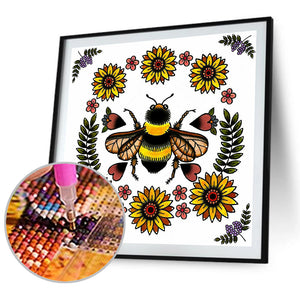 Bees & Flowers 30x30cm(canvas) full square drill diamond painting