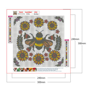 Bees & Flowers 30x30cm(canvas) full square drill diamond painting