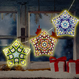 3x DIY Diamond Star LED Hanging Fairy Light Christmas Party Decor (Mandala)