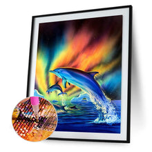 Load image into Gallery viewer, Dolphins Under The Aurora 30x40cm(canvas) full round drill diamond painting
