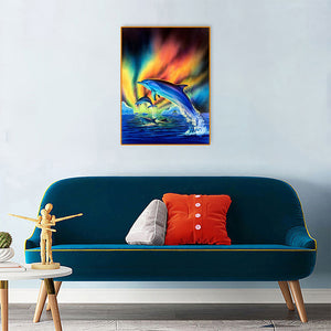 Dolphins Under The Aurora 30x40cm(canvas) full round drill diamond painting