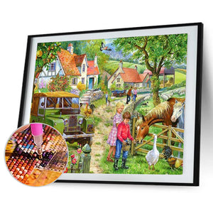 Village 40x30cm(canvas) full round drill diamond painting