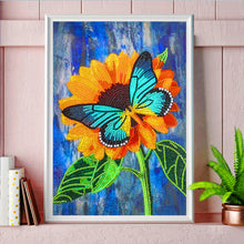 Load image into Gallery viewer, Butterfly Sunflower 30x40cm(canvas) partial crystal drill diamond painting
