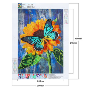 Butterfly Sunflower 30x40cm(canvas) partial crystal drill diamond painting