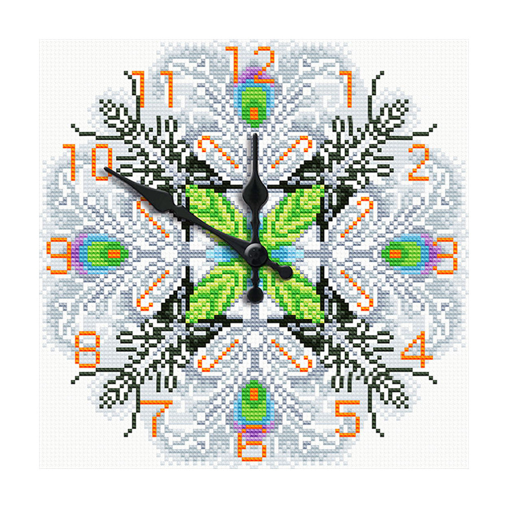 Full Round Diamond Clock DIY Art Mosaic Clocks Flower Home Decor (ZB301)