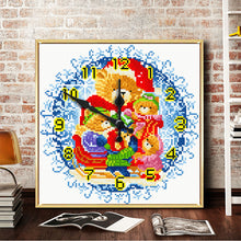 Load image into Gallery viewer, Full Round Diamond Clock DIY Wall Art Mosaic Clocks Bear Home Decor (ZB302)
