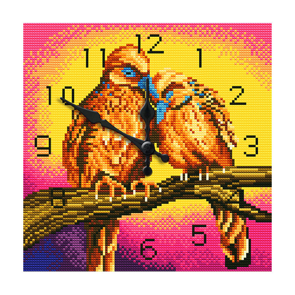 Full Round Diamond Clock DIY Wall Art Mosaic Clocks Bird Home Decor (ZB304)