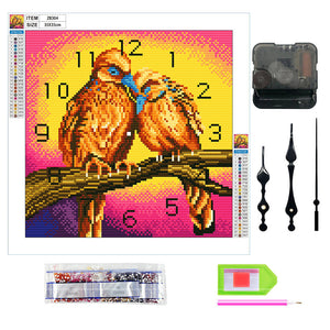 Full Round Diamond Clock DIY Wall Art Mosaic Clocks Bird Home Decor (ZB304)