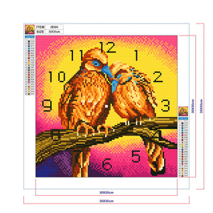 Full Round Diamond Clock DIY Wall Art Mosaic Clocks Bird Home Decor (ZB304)