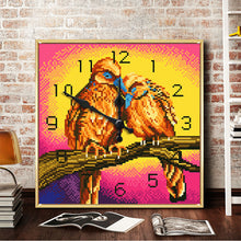 Load image into Gallery viewer, Full Round Diamond Clock DIY Wall Art Mosaic Clocks Bird Home Decor (ZB304)
