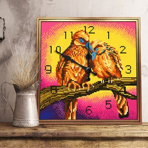 Full Round Diamond Clock DIY Wall Art Mosaic Clocks Bird Home Decor (ZB304)