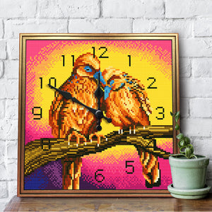 Full Round Diamond Clock DIY Wall Art Mosaic Clocks Bird Home Decor (ZB304)