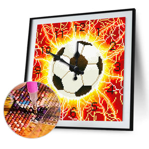 Full Round Diamond Clock DIY Wall Art Clocks Football Home Decor (ZB307)