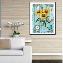 Load image into Gallery viewer, Sunflower Clock 30x40cm(canvas) full round drill diamond painting
