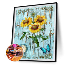 Load image into Gallery viewer, Sunflower Clock 30x40cm(canvas) full round drill diamond painting
