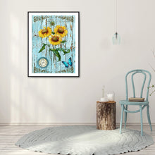 Load image into Gallery viewer, Sunflower Clock 30x40cm(canvas) full round drill diamond painting
