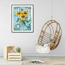 Load image into Gallery viewer, Sunflower Clock 30x40cm(canvas) full round drill diamond painting
