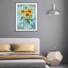 Load image into Gallery viewer, Sunflower Clock 30x40cm(canvas) full round drill diamond painting
