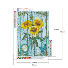 Load image into Gallery viewer, Sunflower Clock 30x40cm(canvas) full round drill diamond painting
