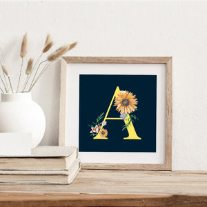 Sunflower Flower & Letter 30x30cm(canvas) full round drill diamond painting