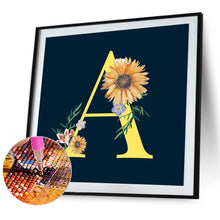 Load image into Gallery viewer, Sunflower Flower &amp; Letter 30x30cm(canvas) full round drill diamond painting
