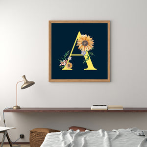 Sunflower Flower & Letter 30x30cm(canvas) full round drill diamond painting