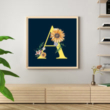 Load image into Gallery viewer, Sunflower Flower &amp; Letter 30x30cm(canvas) full round drill diamond painting
