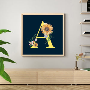 Sunflower Flower & Letter 30x30cm(canvas) full round drill diamond painting