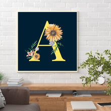 Load image into Gallery viewer, Sunflower Flower &amp; Letter 30x30cm(canvas) full round drill diamond painting
