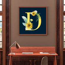 Load image into Gallery viewer, Sunflower Flower &amp; Letter 30x30cm(canvas) full round drill diamond painting
