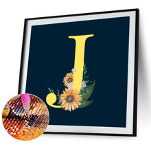 Load image into Gallery viewer, Sunflower Flower &amp; Letter 30x30cm(canvas) full round drill diamond painting
