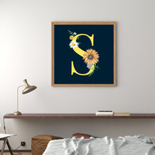 Load image into Gallery viewer, Sunflower Flower &amp; Letter 30x30cm(canvas) full round drill diamond painting
