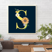 Load image into Gallery viewer, Sunflower Flower &amp; Letter 30x30cm(canvas) full round drill diamond painting
