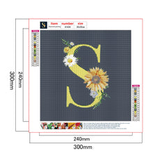 Load image into Gallery viewer, Sunflower Flower &amp; Letter 30x30cm(canvas) full round drill diamond painting
