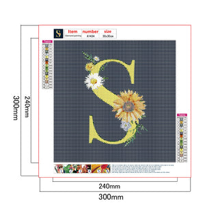 Sunflower Flower & Letter 30x30cm(canvas) full round drill diamond painting