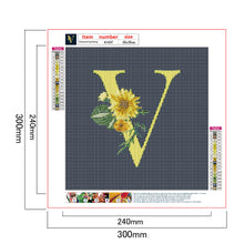 Load image into Gallery viewer, Sunflower Flower &amp; Letter 30x30cm(canvas) full round drill diamond painting
