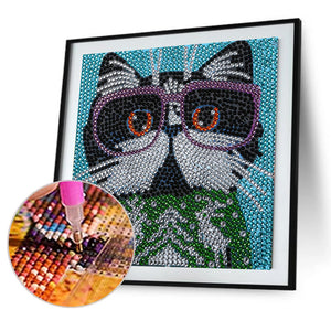 Animal with Frame 15x15cm(canvas) full beautiful special shaped drill diamond painting
