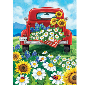 Sunflower & Car 40x50cm(canvas) full square drill diamond painting