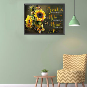 Sunflower & Letters 60x50cm(canvas) full round drill diamond painting