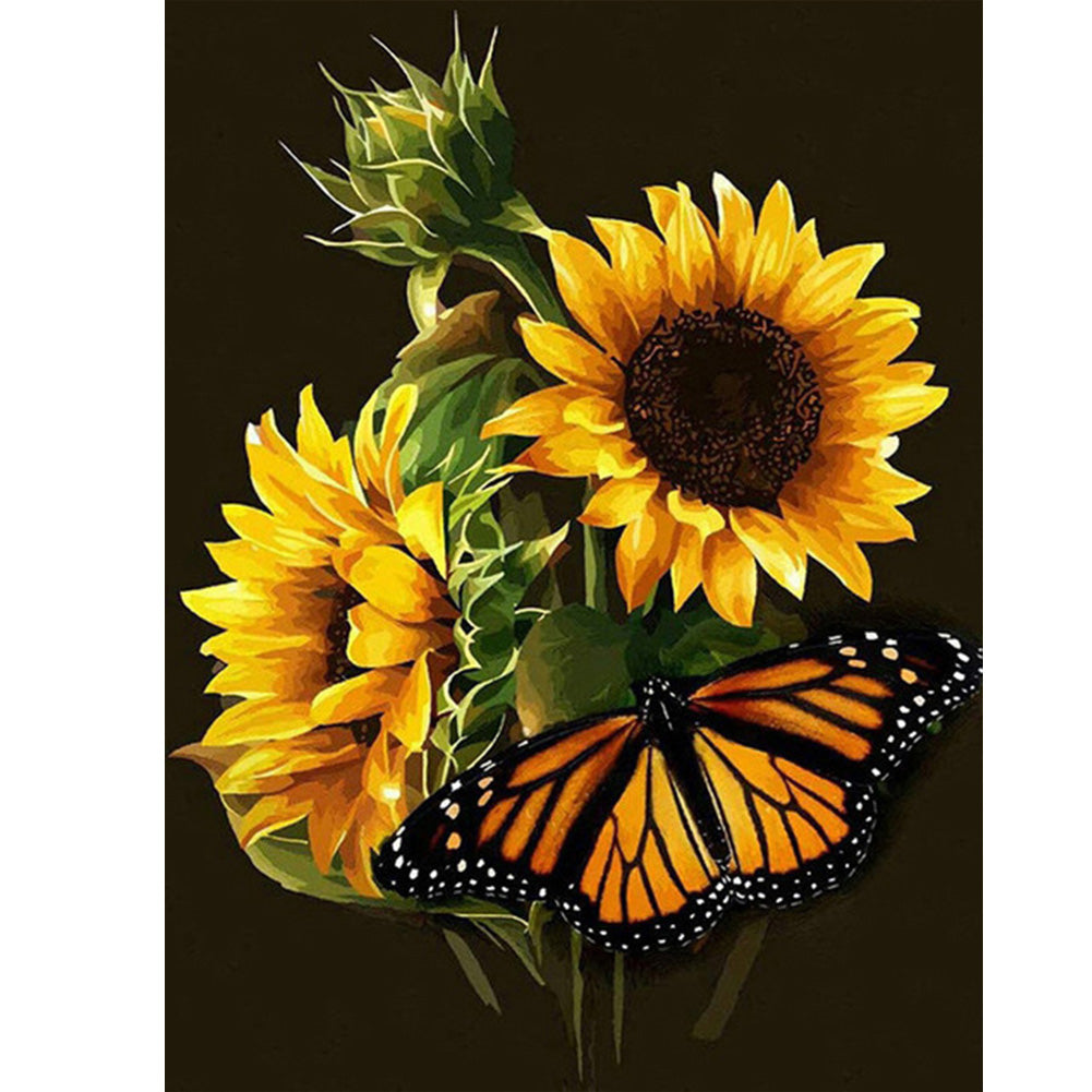 Sunflower & Butterfly 30x40cm(canvas) full square drill diamond painting