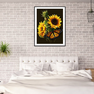 Sunflower & Butterfly 30x40cm(canvas) full square drill diamond painting