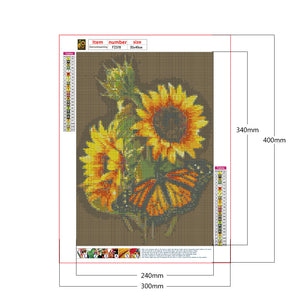 Sunflower & Butterfly 30x40cm(canvas) full square drill diamond painting