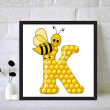 Load image into Gallery viewer, Bee Alphabet 30x30cm(canvas) full round drill diamond painting
