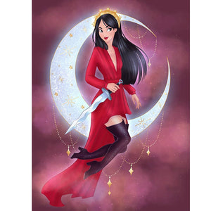 Disney Princess On The Moon 50x60cm(canvas) full round drill diamond painting