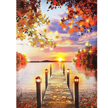 Load image into Gallery viewer, Seaside Wooden Bridge 50x60cm(canvas) full square drill diamond painting
