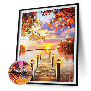 Seaside Wooden Bridge 50x60cm(canvas) full square drill diamond painting