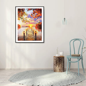 Seaside Wooden Bridge 50x60cm(canvas) full square drill diamond painting